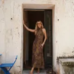 ŞAL DESEN HALTER YAKA ELBİSE